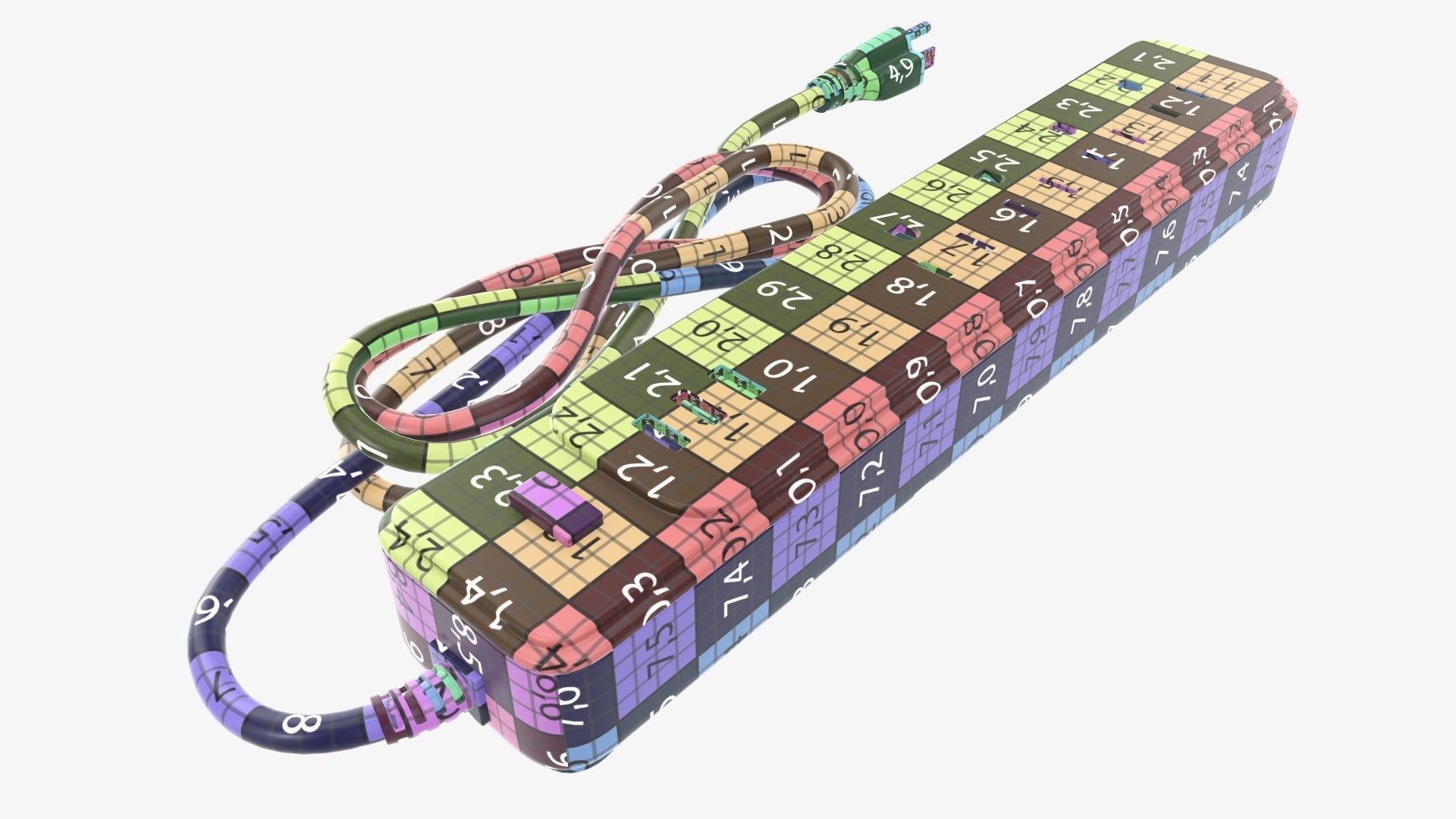 Power strip with USB ports US white 3D model_15