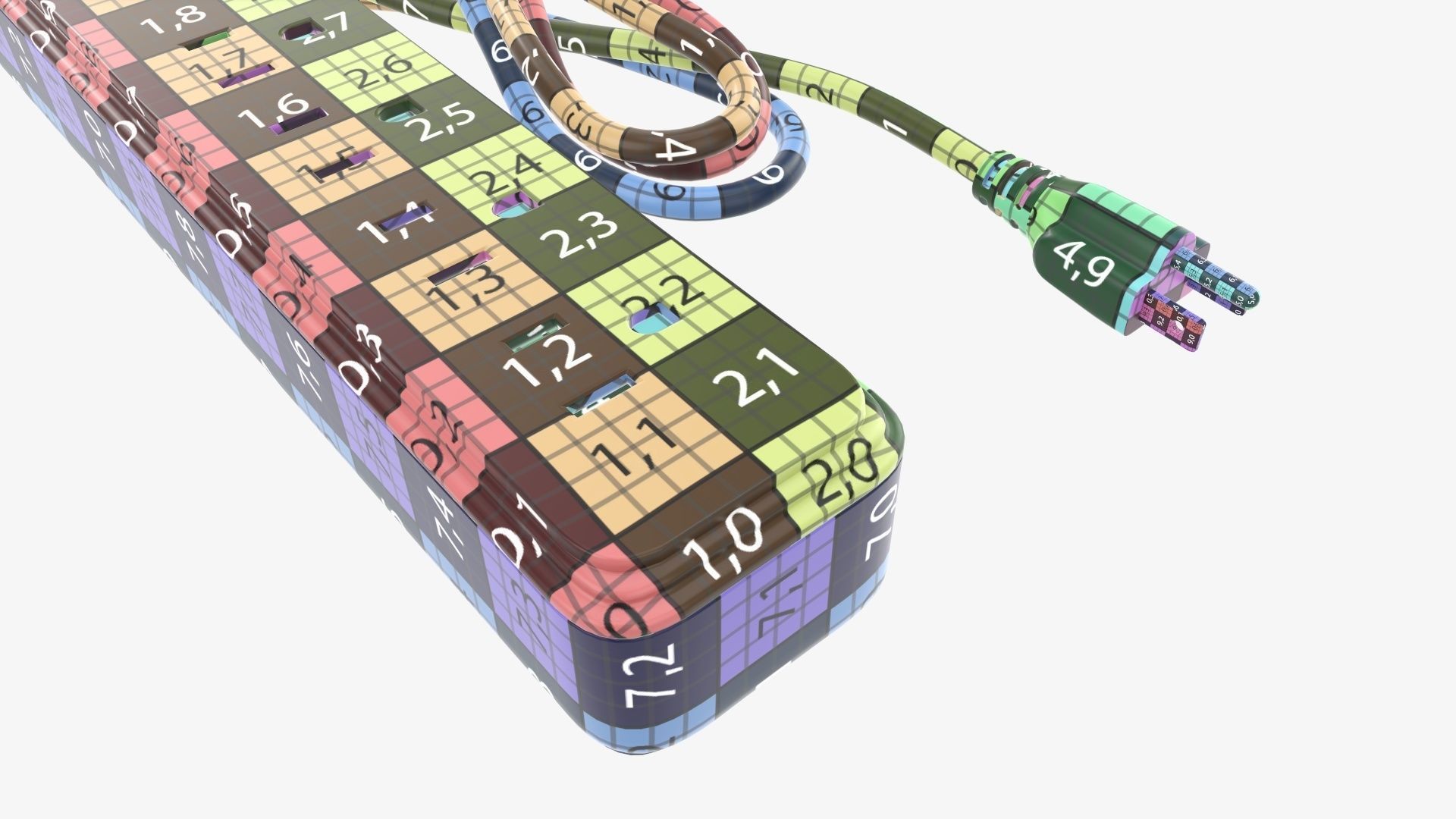 Power strip with USB ports US white 3D model_12