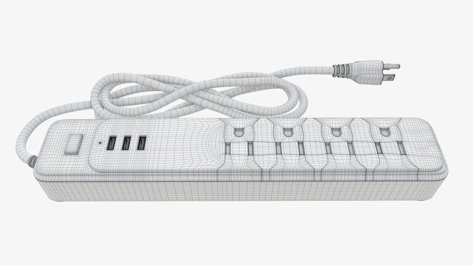Power strip with USB ports US white 3D model_6