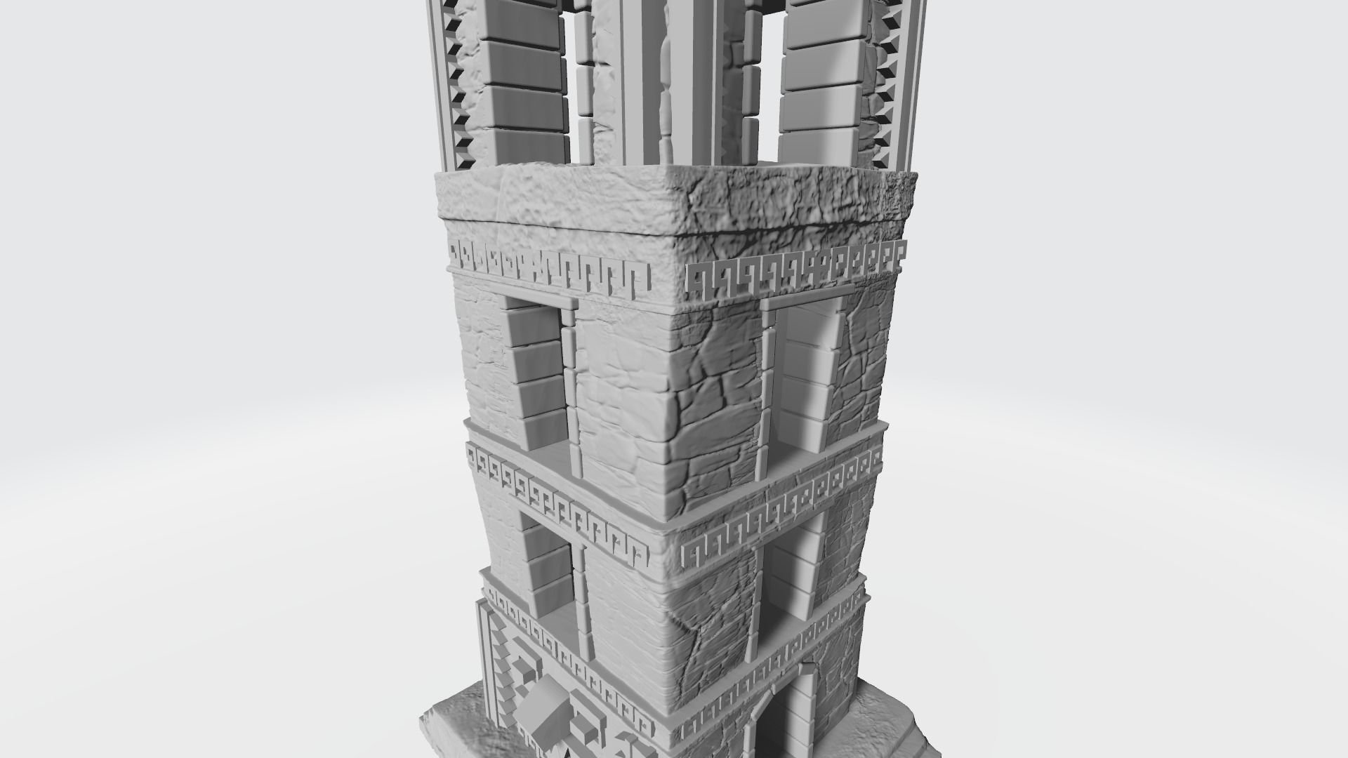 Stone tower of maya 3D print model_1