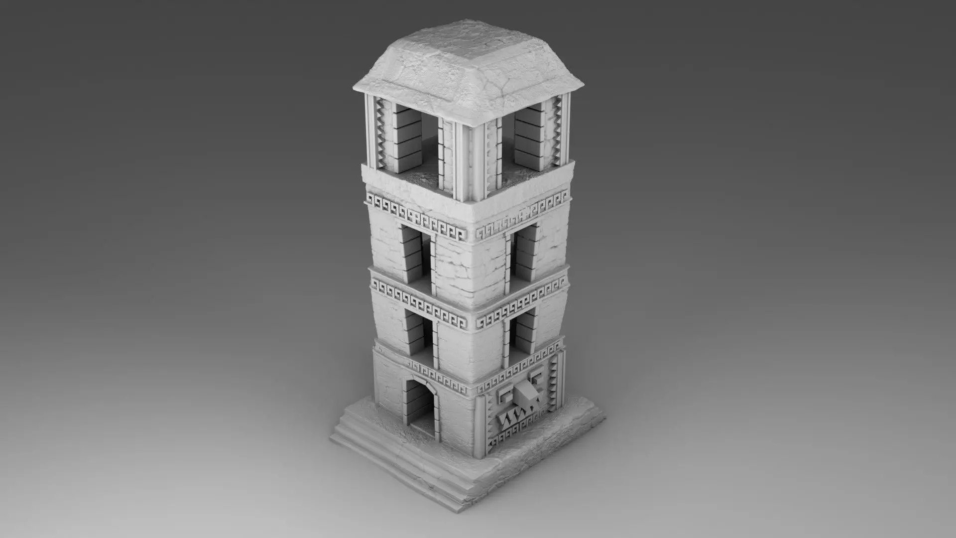 Stone tower of maya 3D print model_0