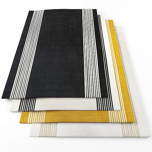 Rugs-1062 three striped rugs with stripes Low-poly 3D model