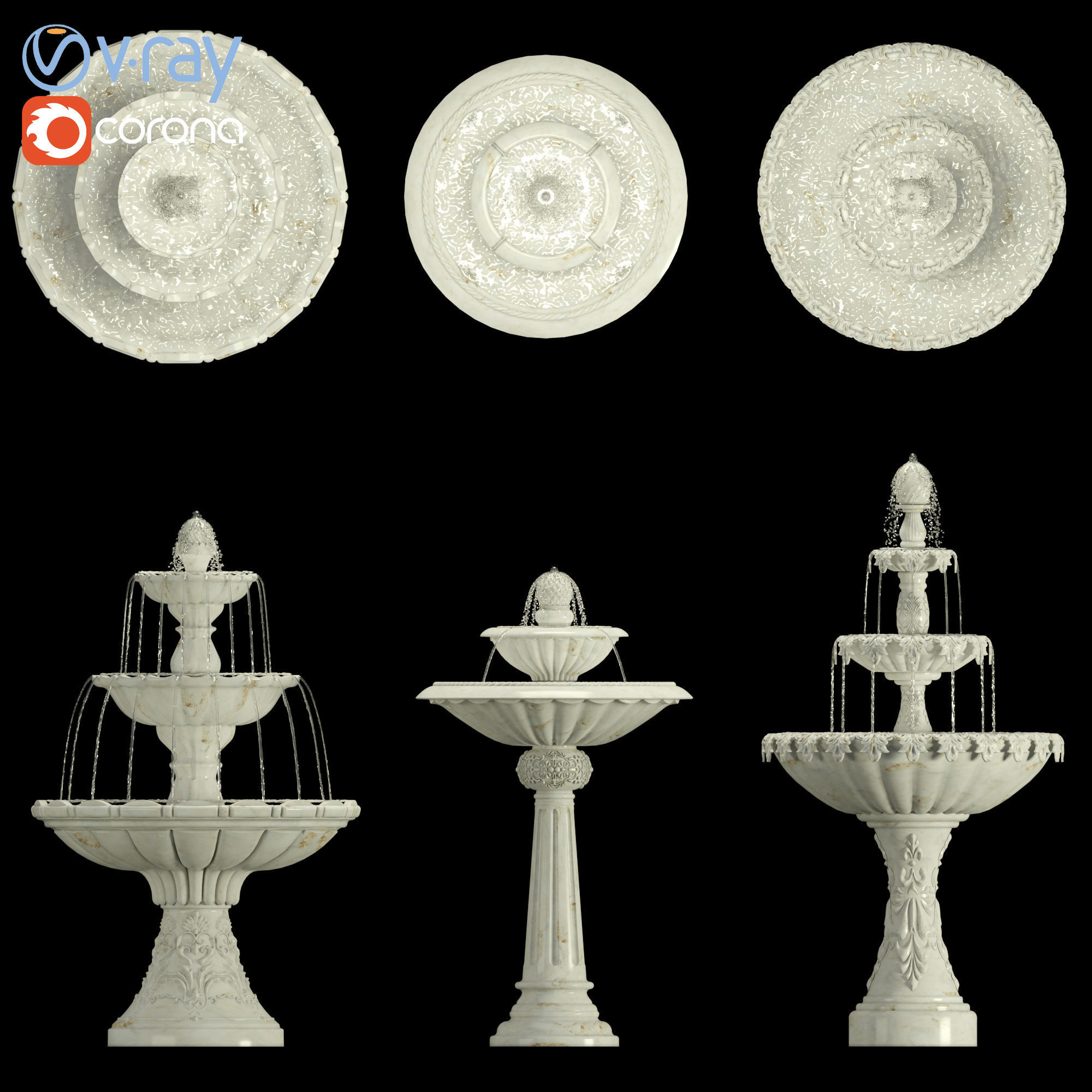 Classic Fountain Collection 3D model_2