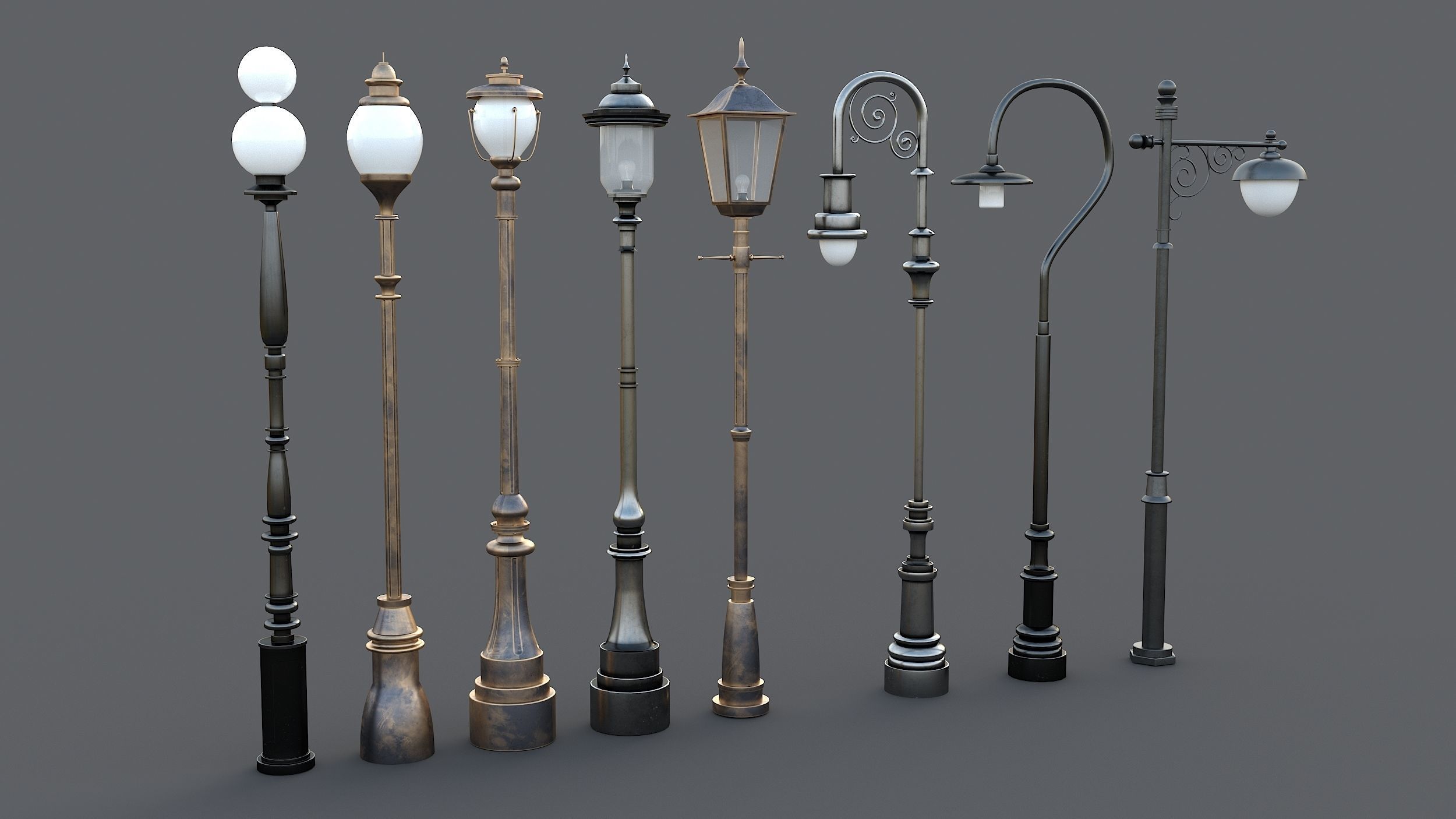 Classic street lamp Collection 3D model_35