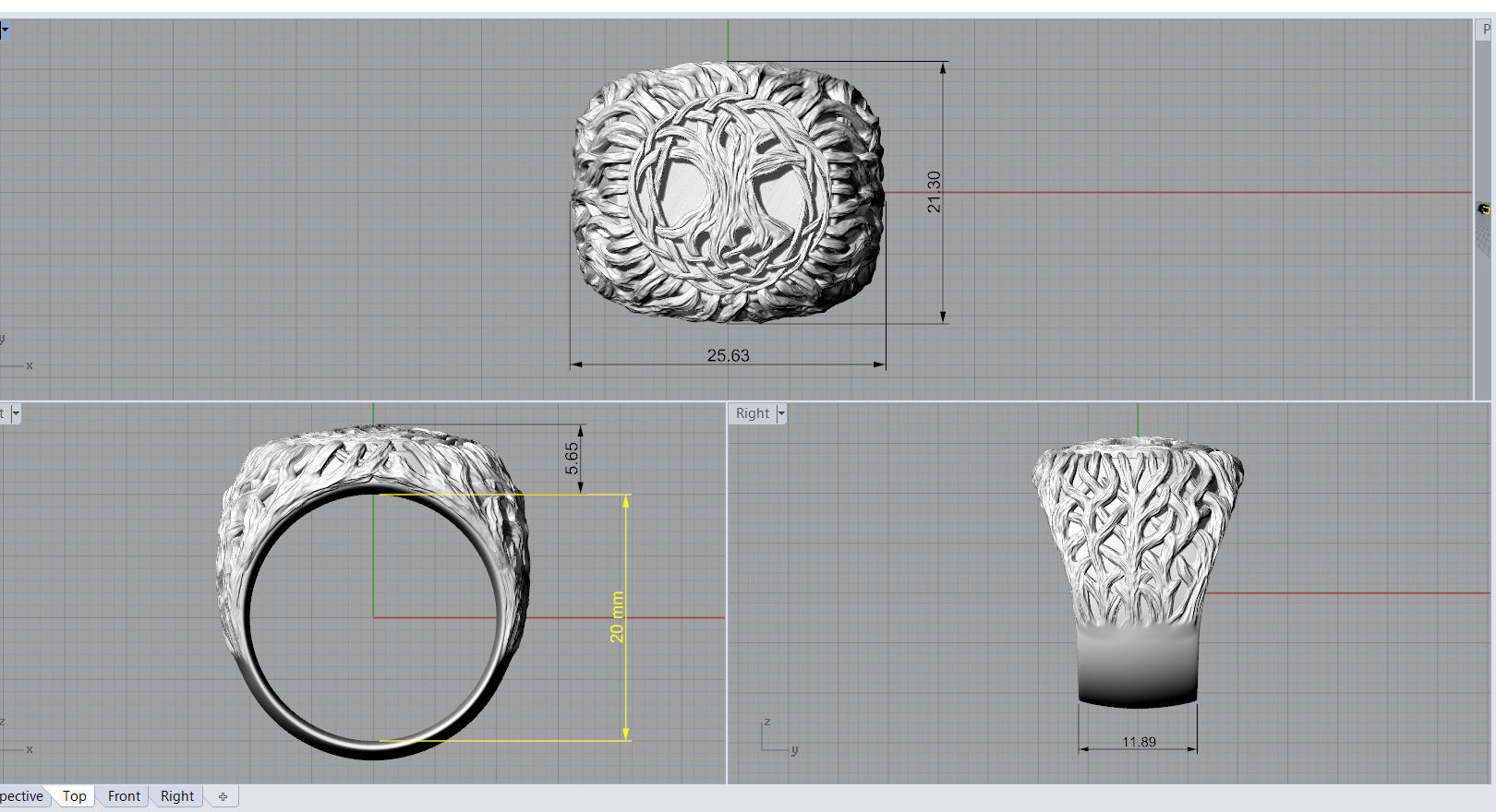 Tree of life ring printable 3D print model_18