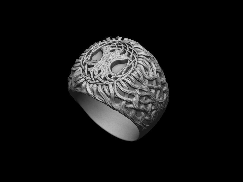 Tree of life ring printable 3D print model_11