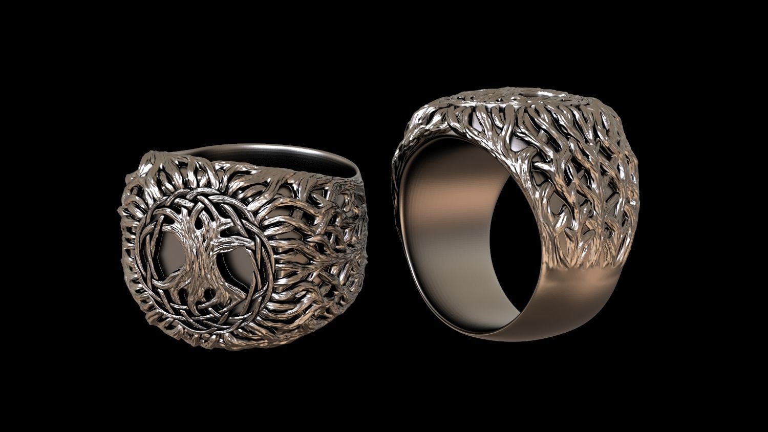 Tree of life ring printable 3D print model_24
