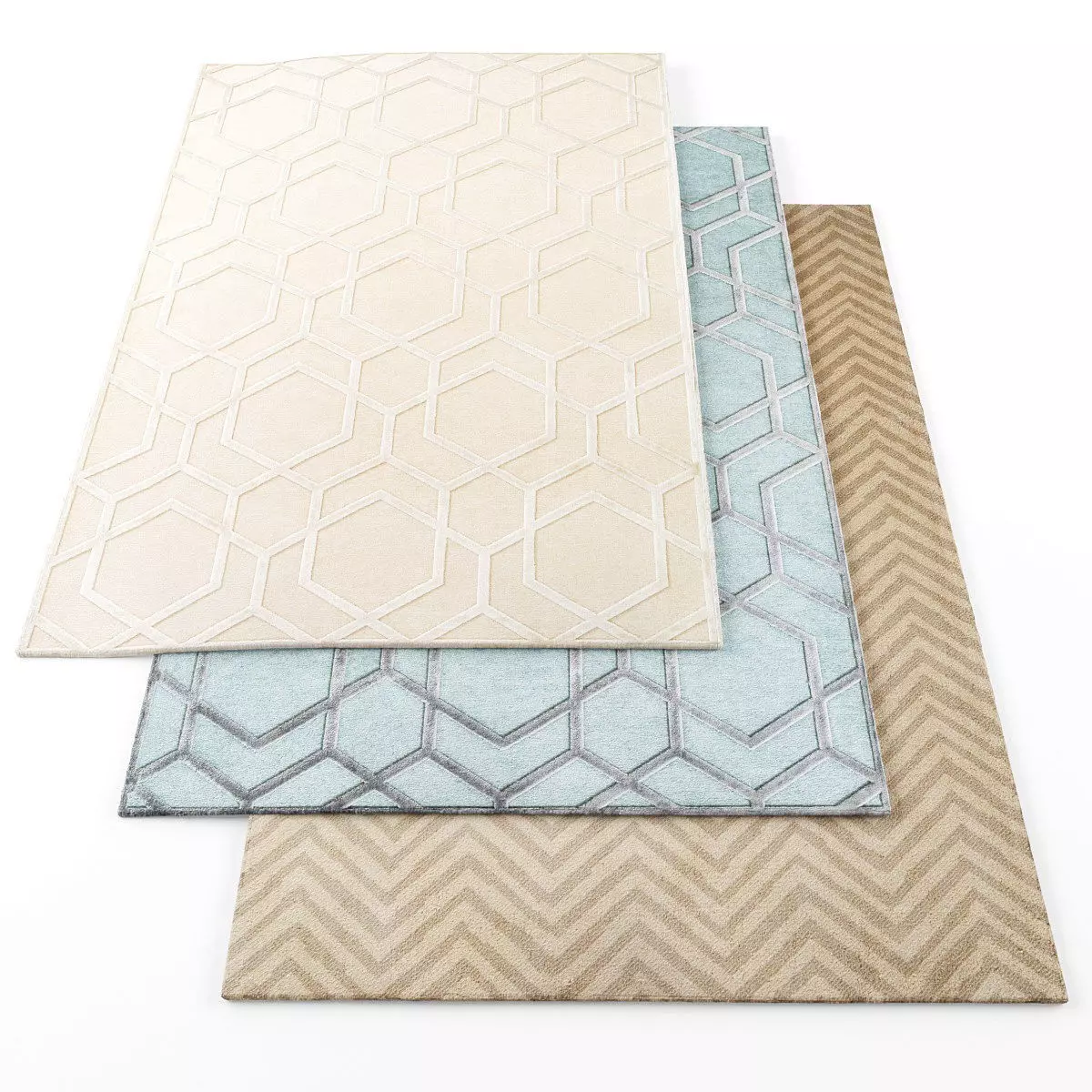 Rugs-1078 three rugs with geometric patterns Low-poly 3D model_0