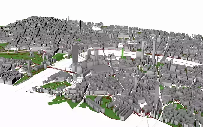London city of Low-poly 3D model
