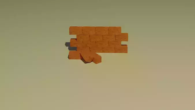 low poly brick model orange