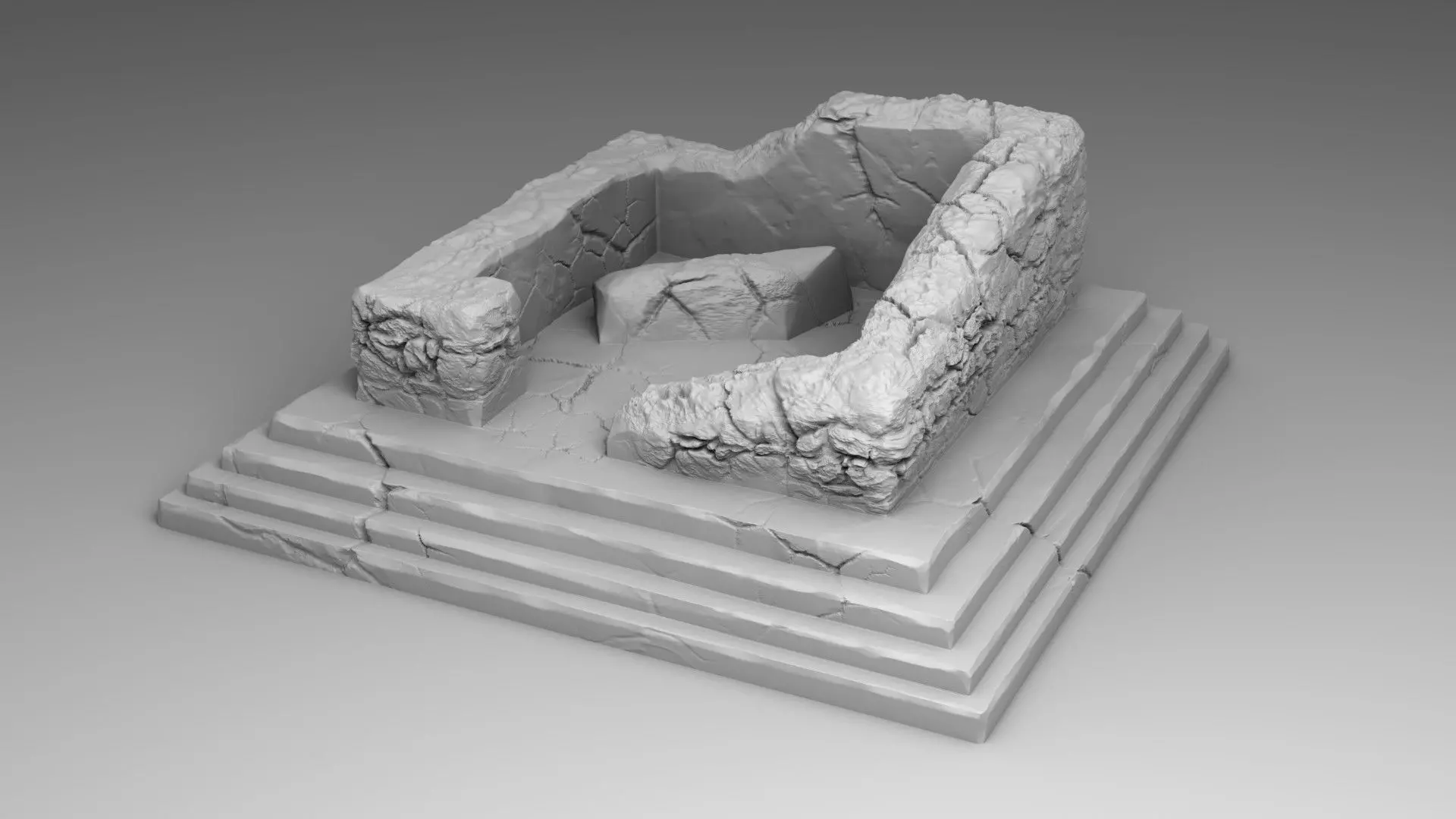 Destroyed temple of Maya 3D print model_0
