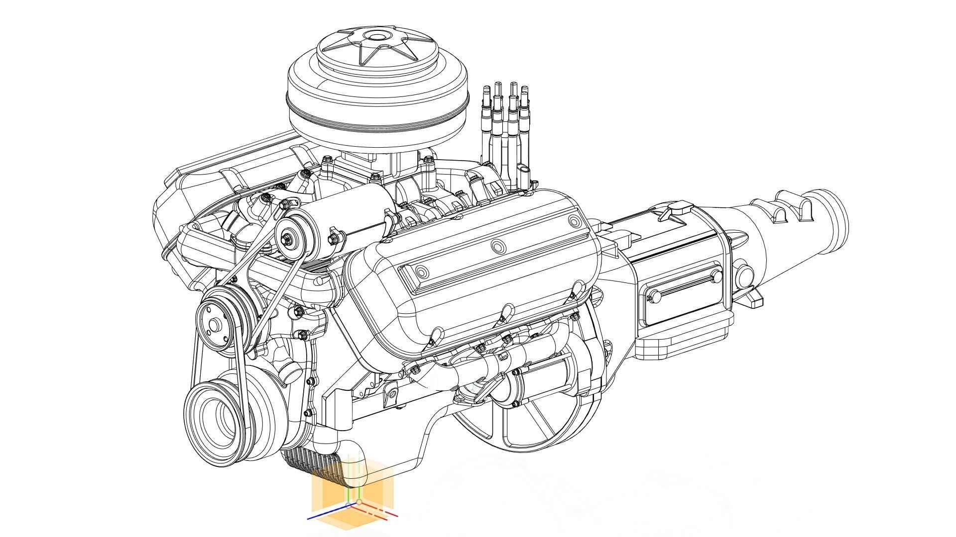 Vintage HEMI engine 3D model_20
