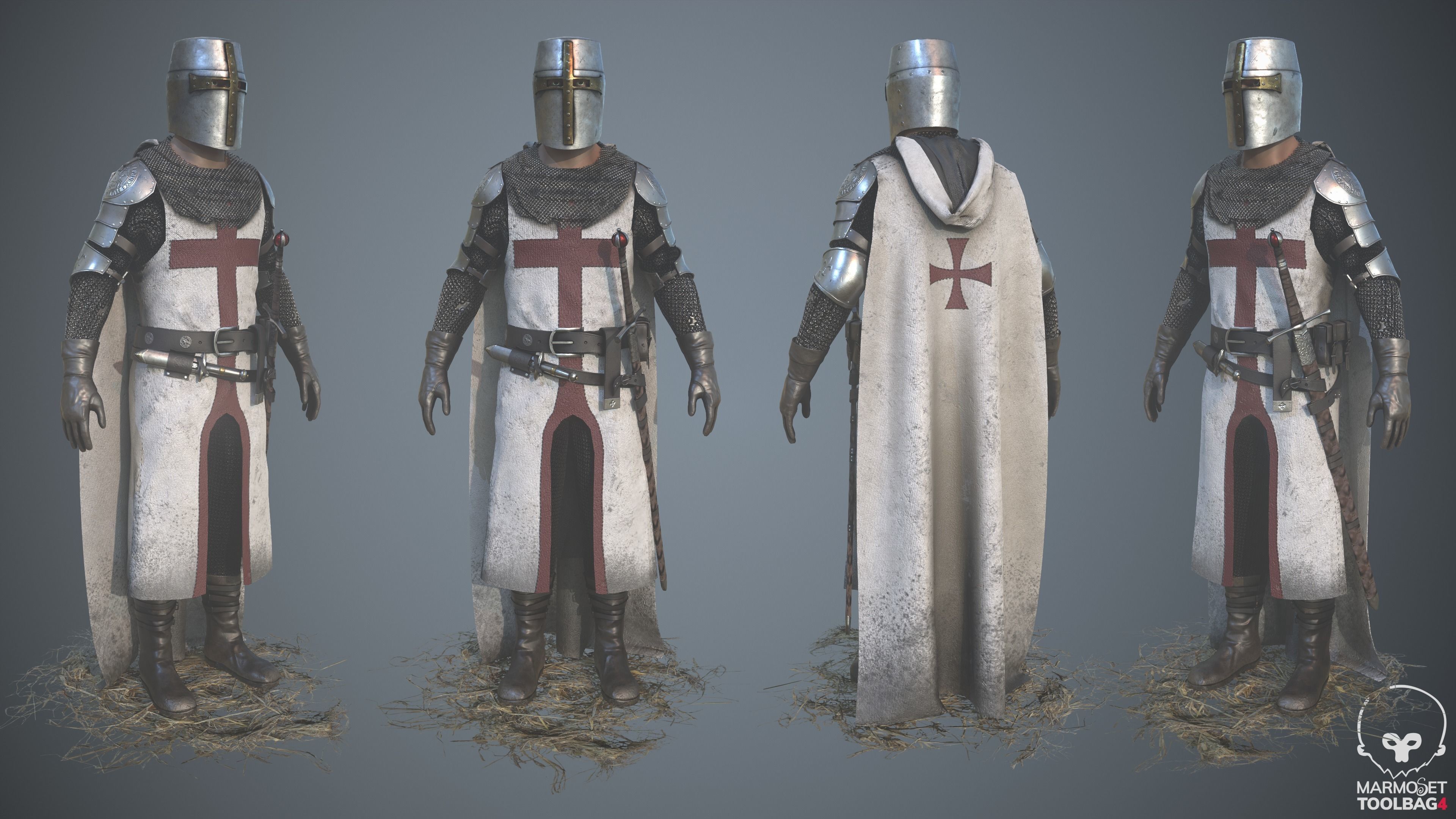 Templar Knight Low Poly Low-poly 3D model_3