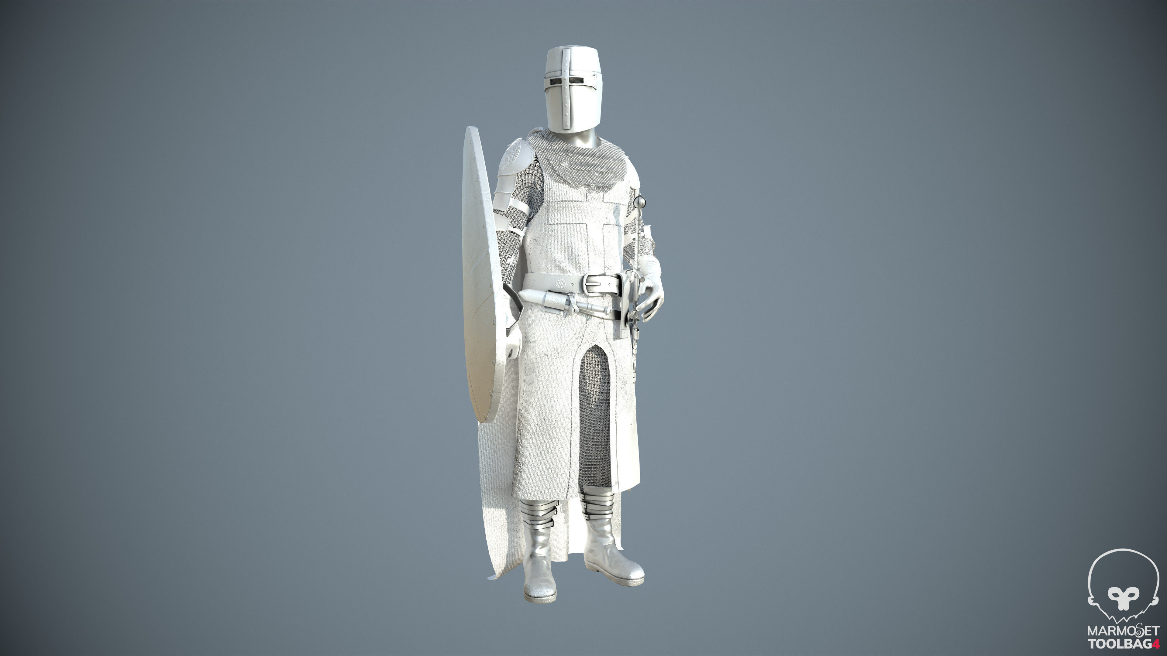 Templar Knight Low Poly Low-poly 3D model_5