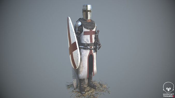Templar Knight Low Poly Low-poly 3D model