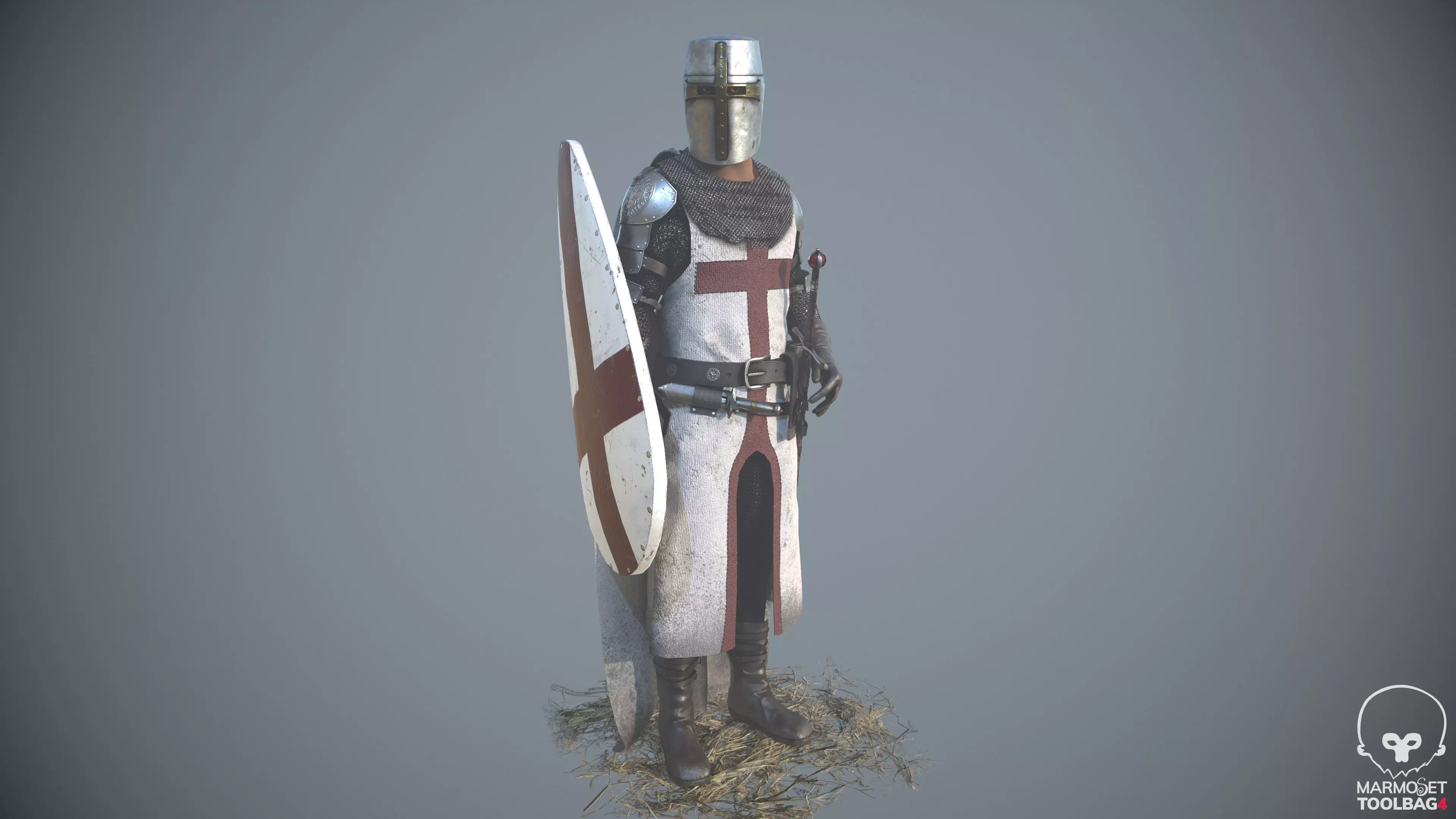 Templar Knight Low Poly Low-poly 3D model_0