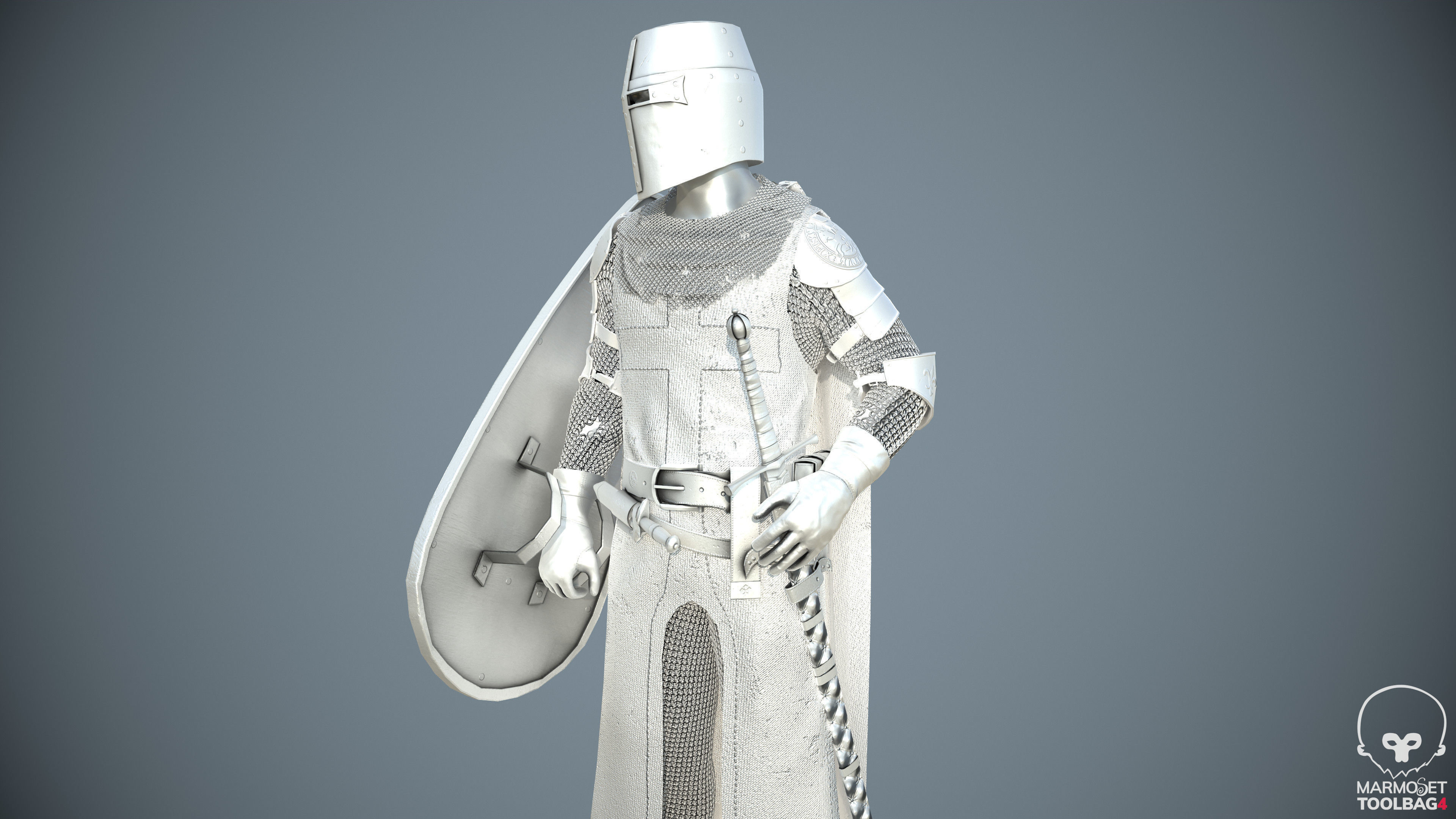 Templar Knight Low Poly Low-poly 3D model_6