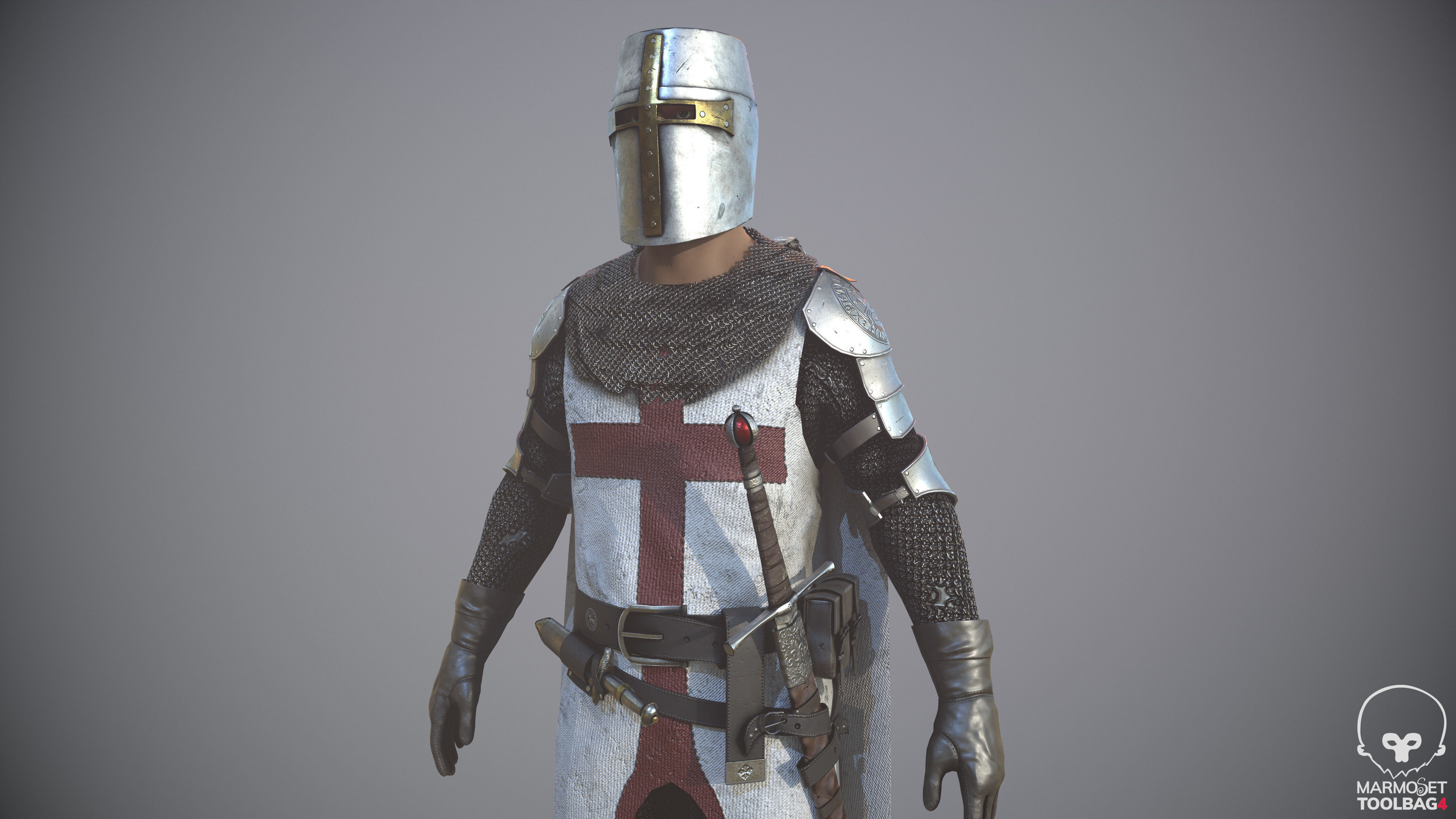 Templar Knight Low Poly Low-poly 3D model_4