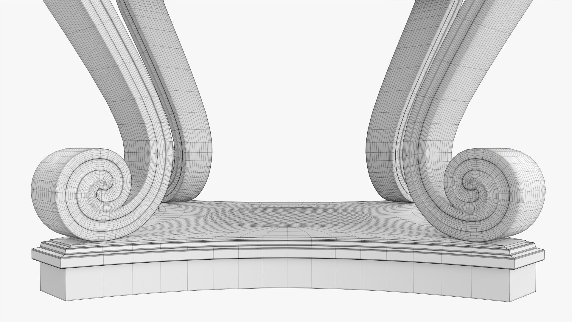 Scroll hall table round 3D model_7