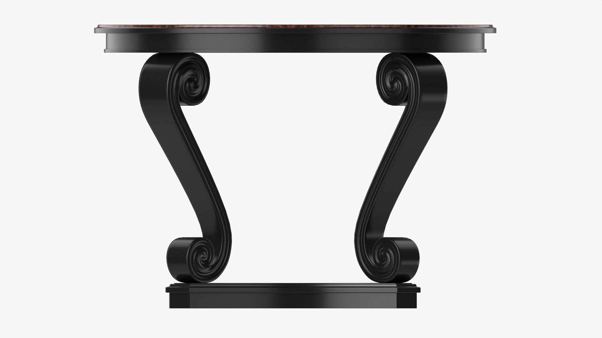 Scroll hall table round 3D model_3