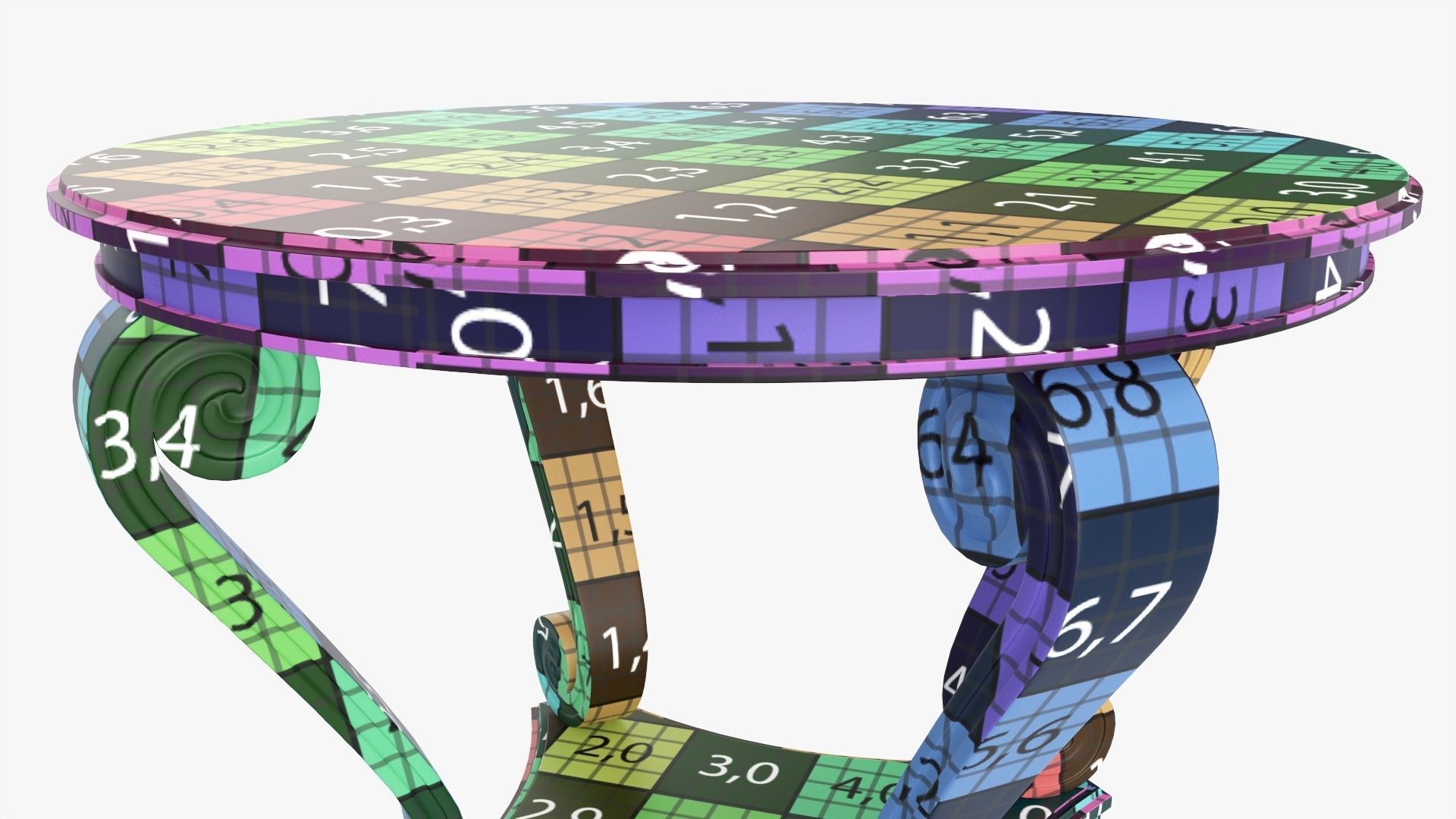 Scroll hall table round 3D model_9