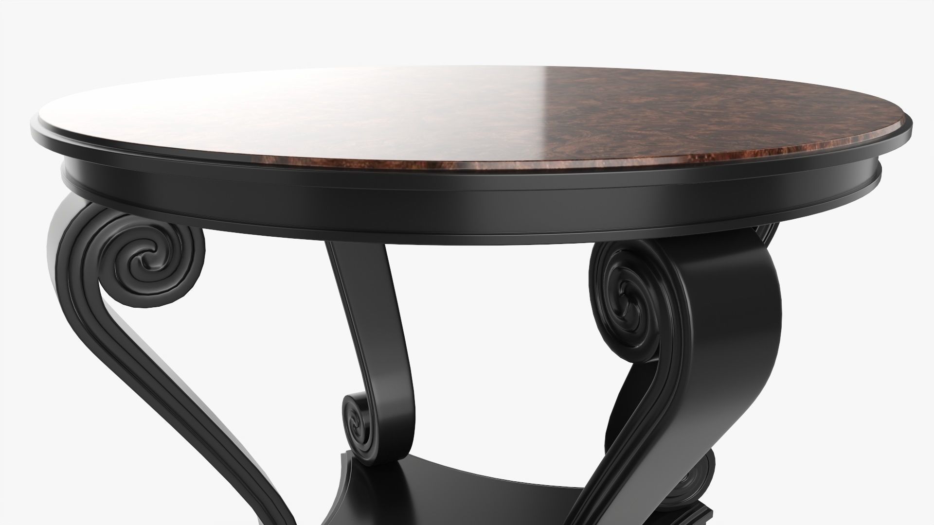 Scroll hall table round 3D model_1