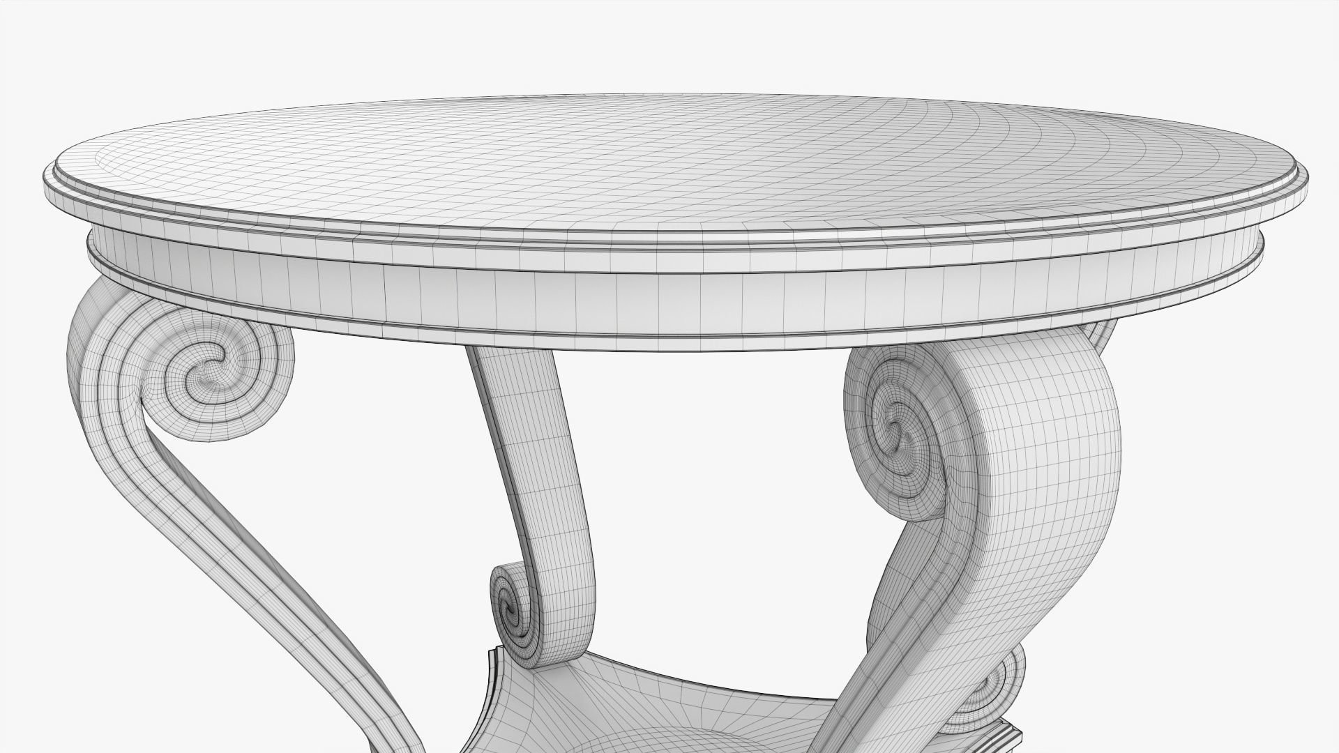 Scroll hall table round 3D model_6