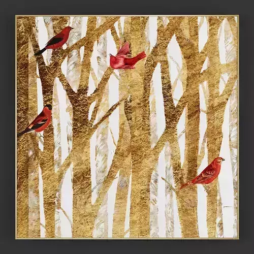 Pictures149 abstract painting gold 3D model