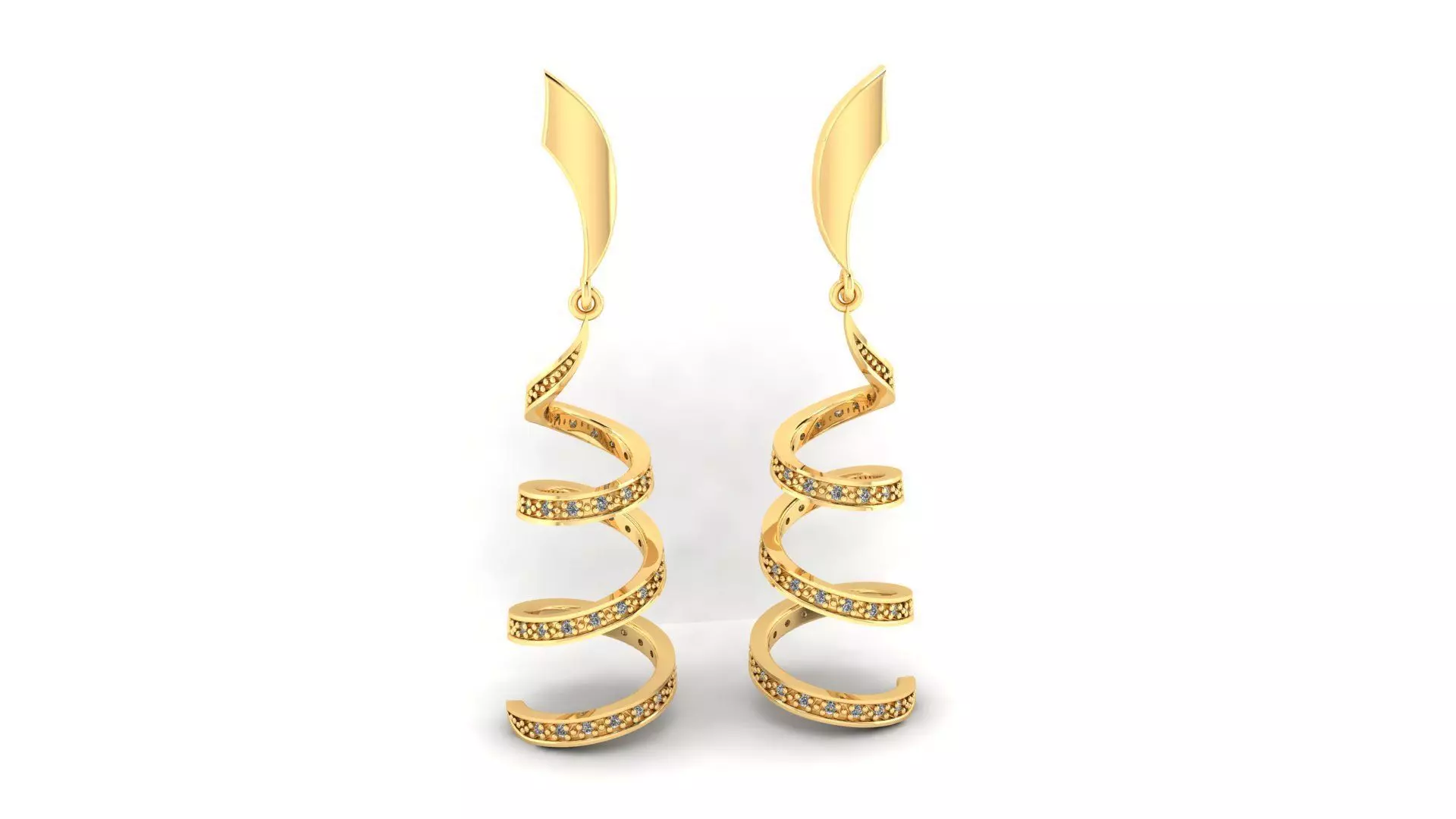 Spiral Earring gold diamonds Brinco espiral 3D print model
