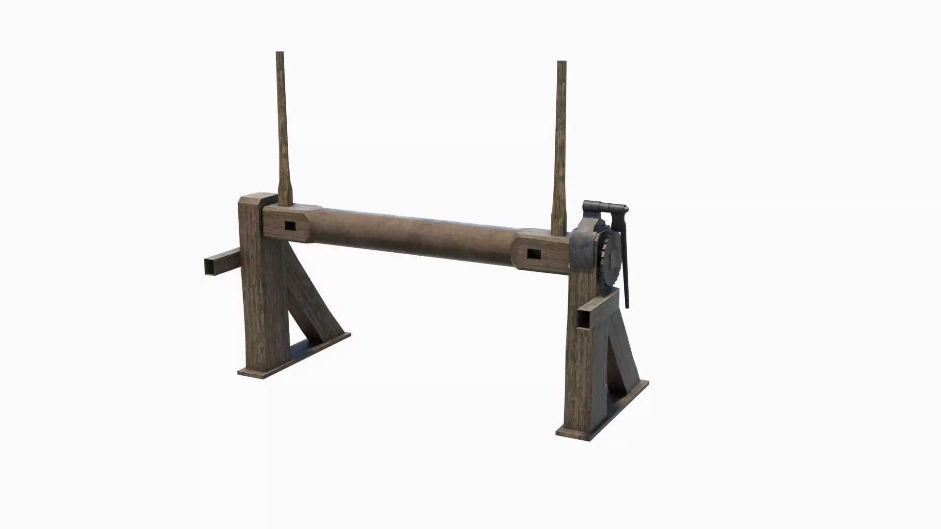 Medieval castle gate winch Low-poly 3D model