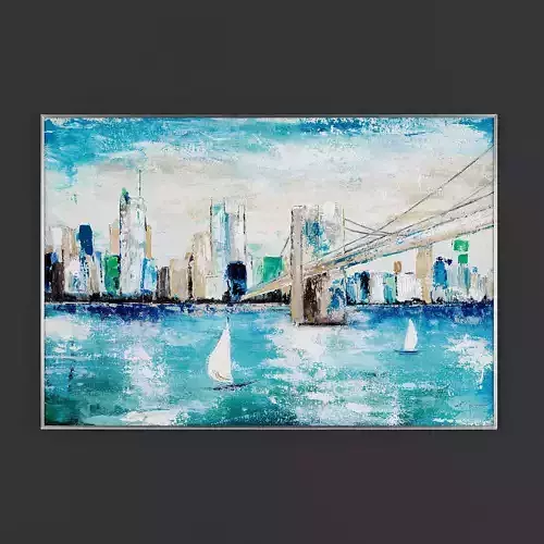 Pictures155 abstract painting of city with eiffel tower