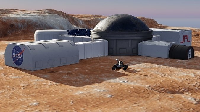 Martian base and Mars Rover 3D models 3D Model Collection