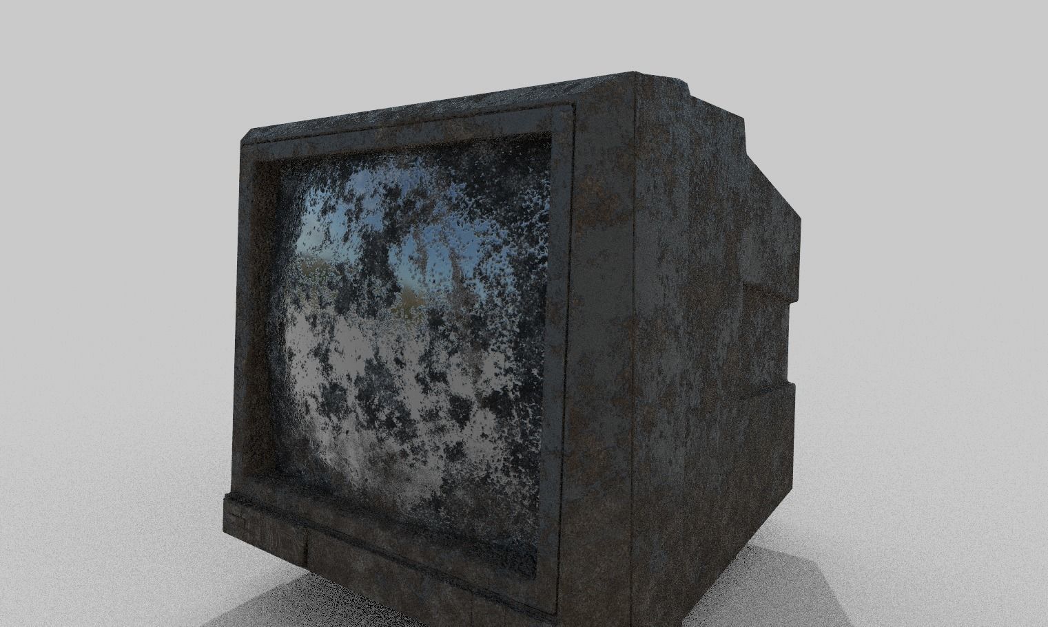 Old Classic Rusty Dirty TV model Low-poly 3D model_9