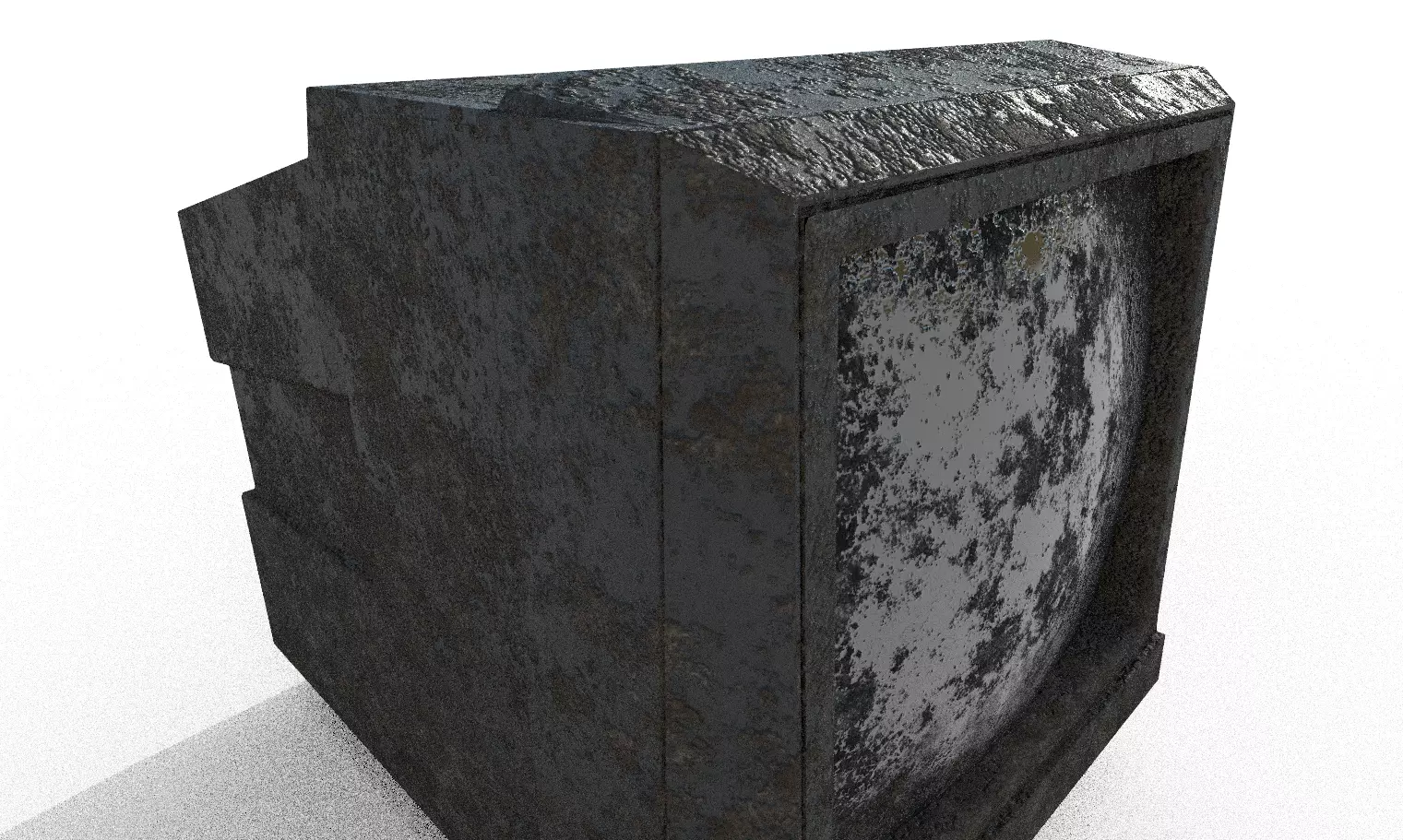 Old Classic Rusty Dirty TV model Low-poly 3D model_0