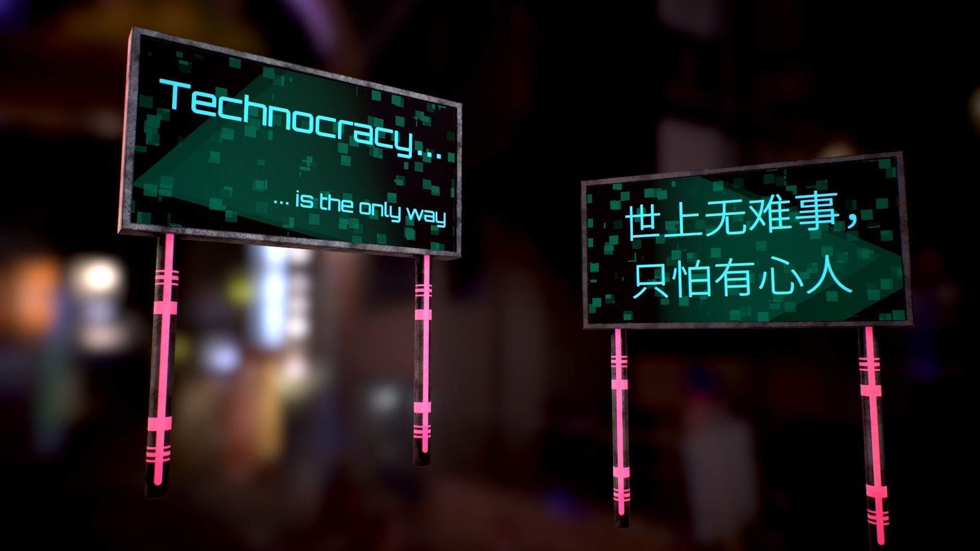  Sci Fi - Cyberpunk Billboard Low-poly 3D model_4