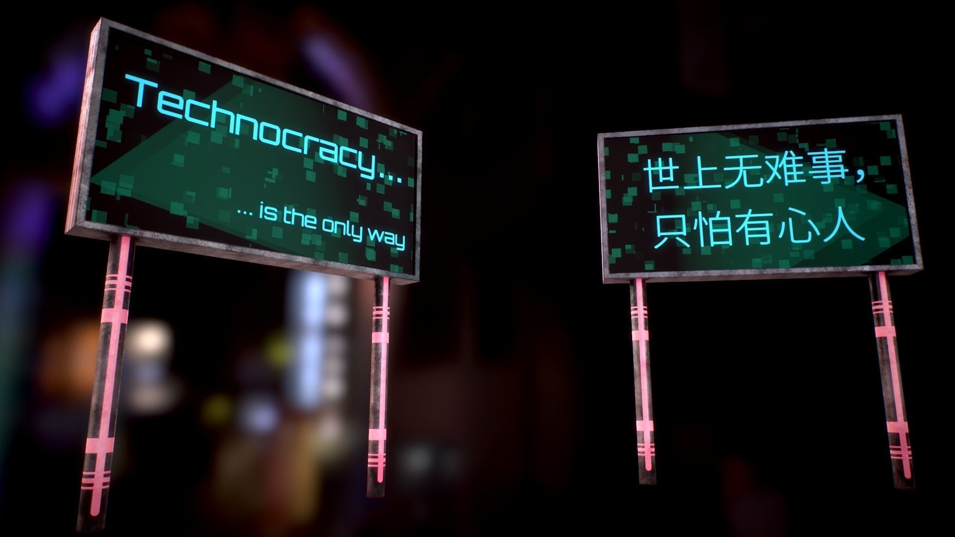  Sci Fi - Cyberpunk Billboard Low-poly 3D model_13