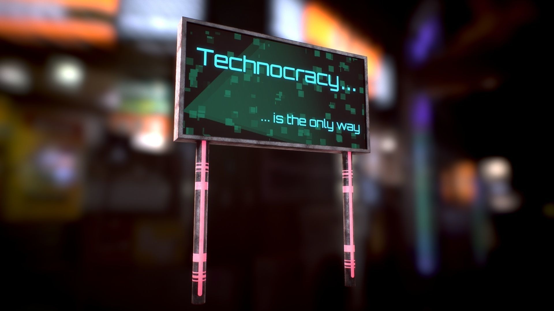  Sci Fi - Cyberpunk Billboard Low-poly 3D model_11