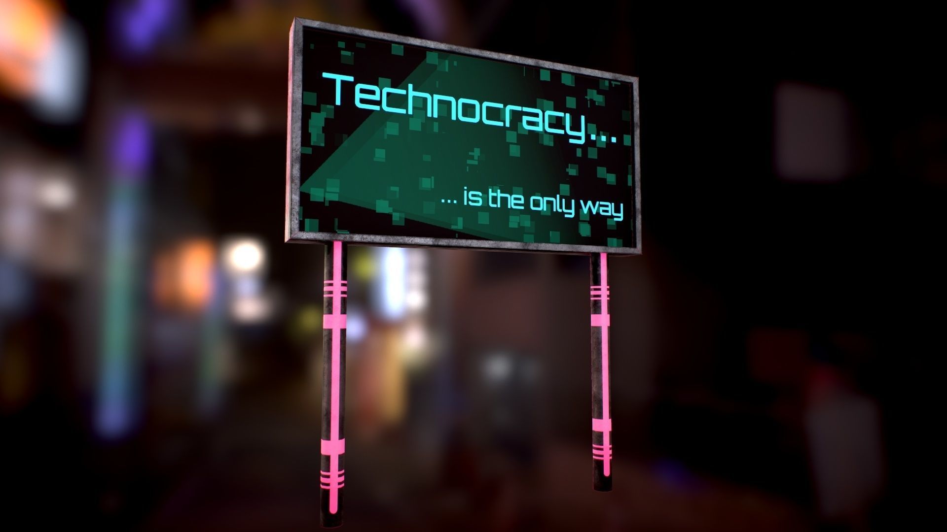  Sci Fi - Cyberpunk Billboard Low-poly 3D model_3