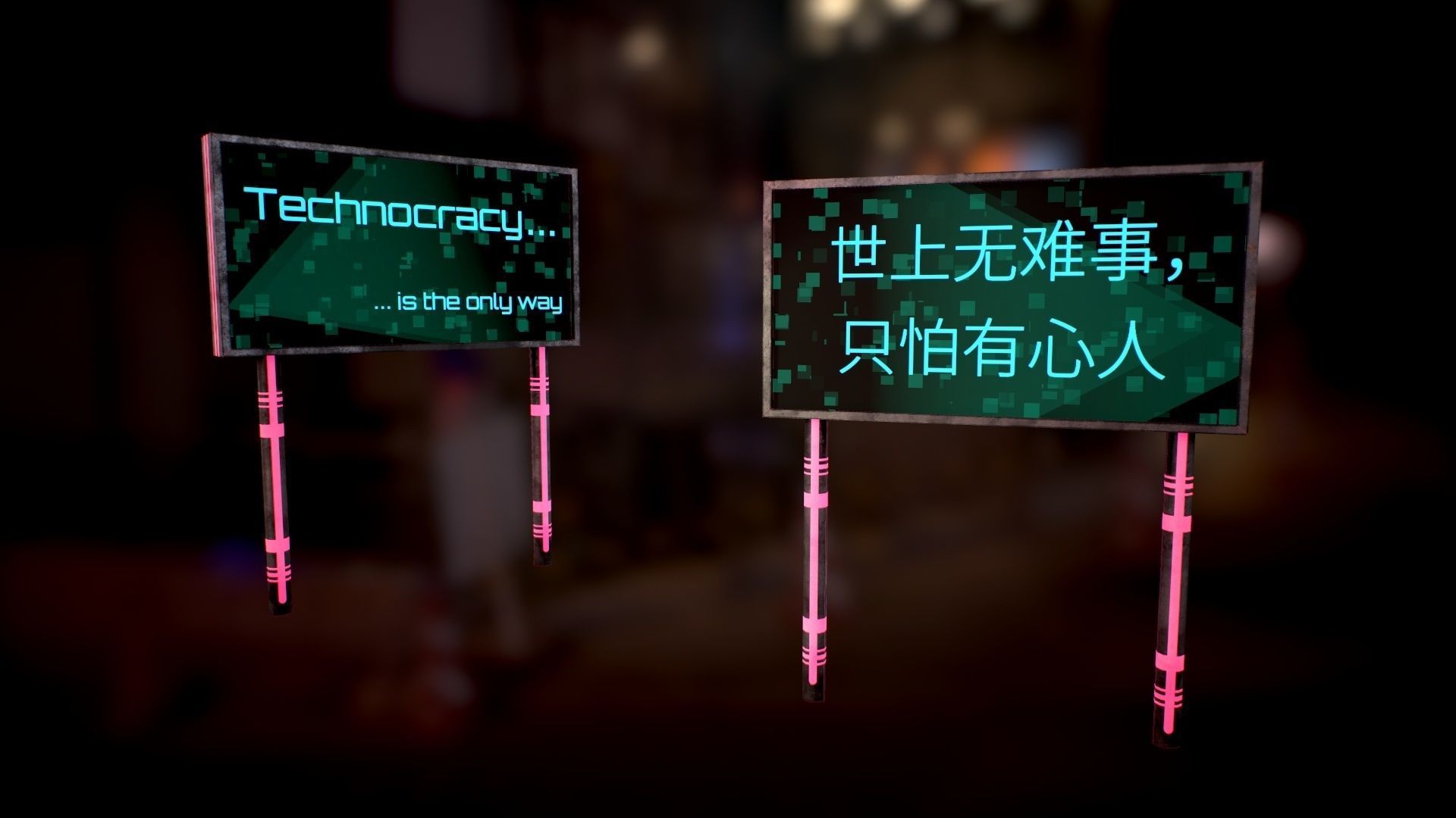  Sci Fi - Cyberpunk Billboard Low-poly 3D model_5