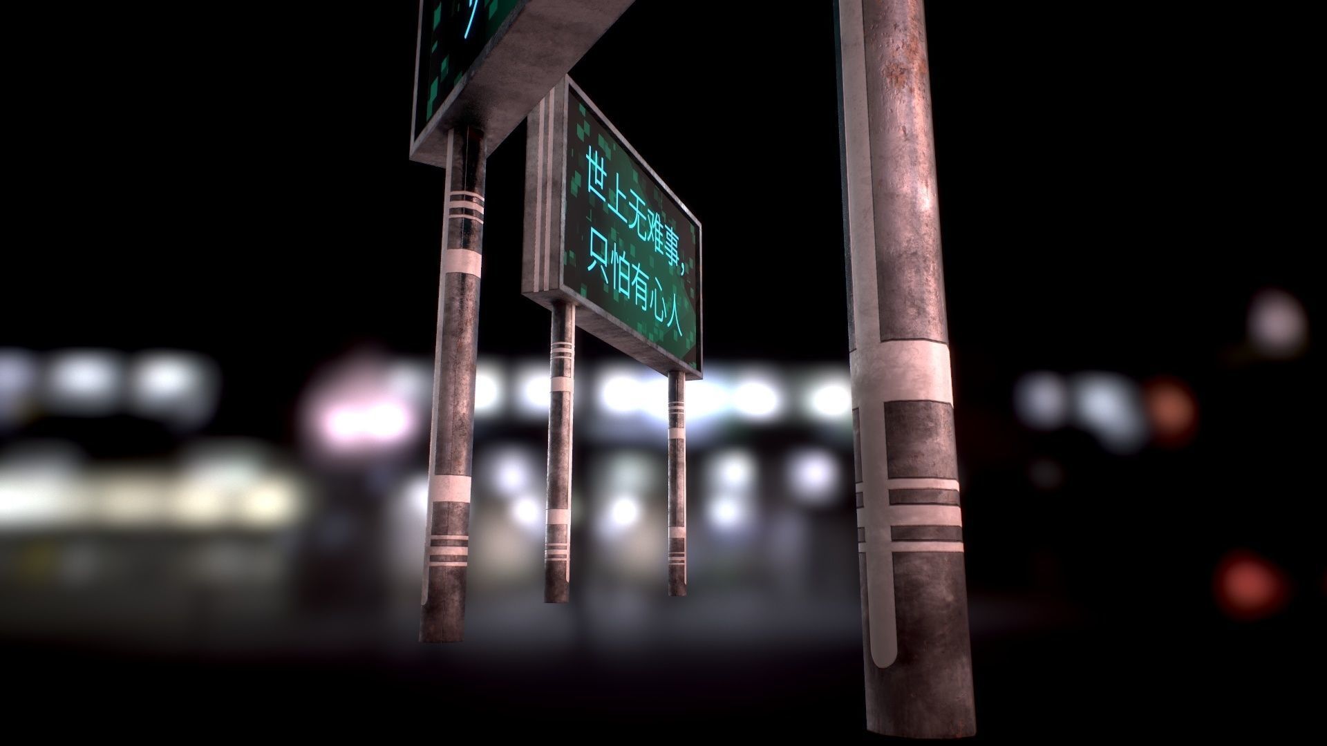  Sci Fi - Cyberpunk Billboard Low-poly 3D model_16