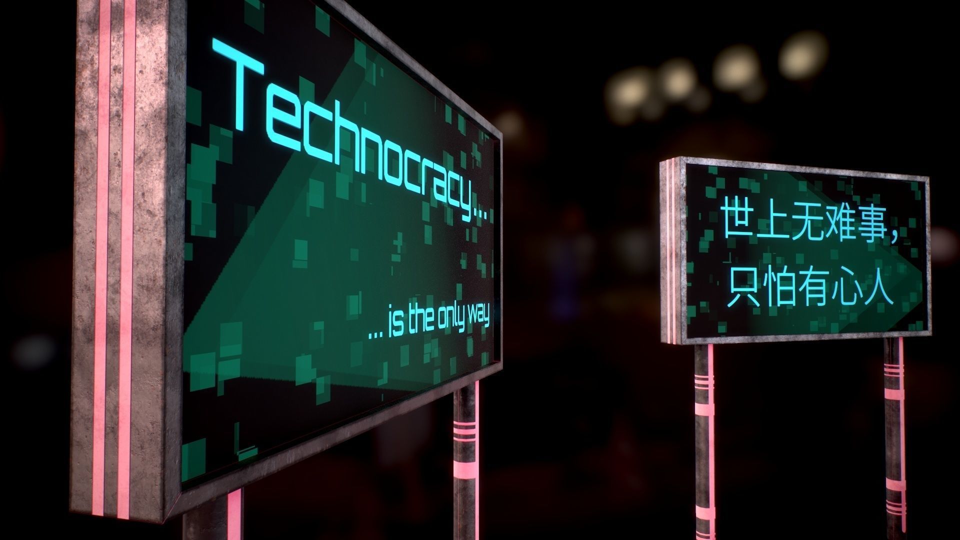  Sci Fi - Cyberpunk Billboard Low-poly 3D model_12