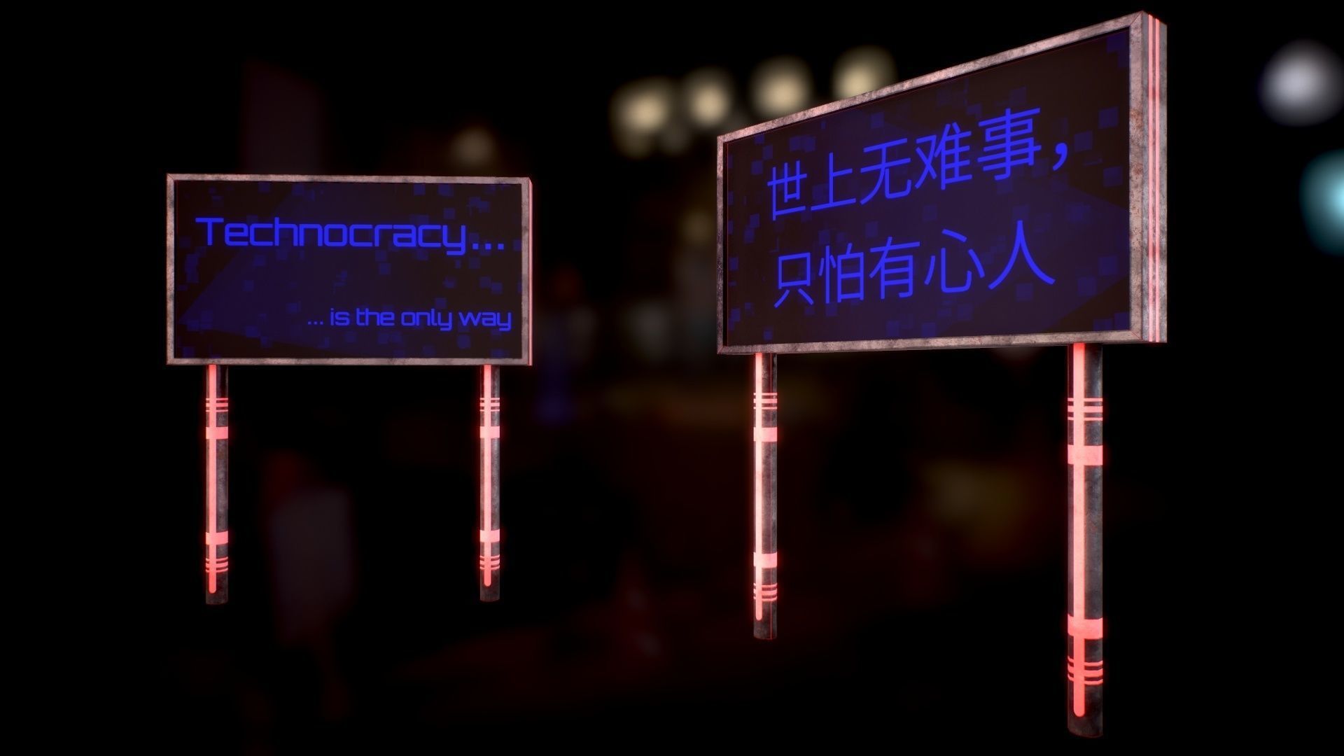  Sci Fi - Cyberpunk Billboard Low-poly 3D model_19