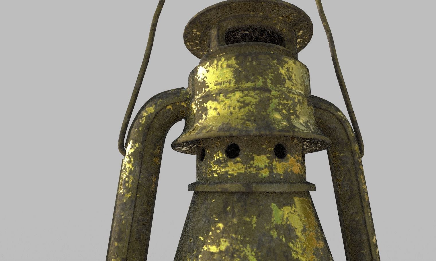 Gold Old Lamp Lantern Low-poly 3D model_13