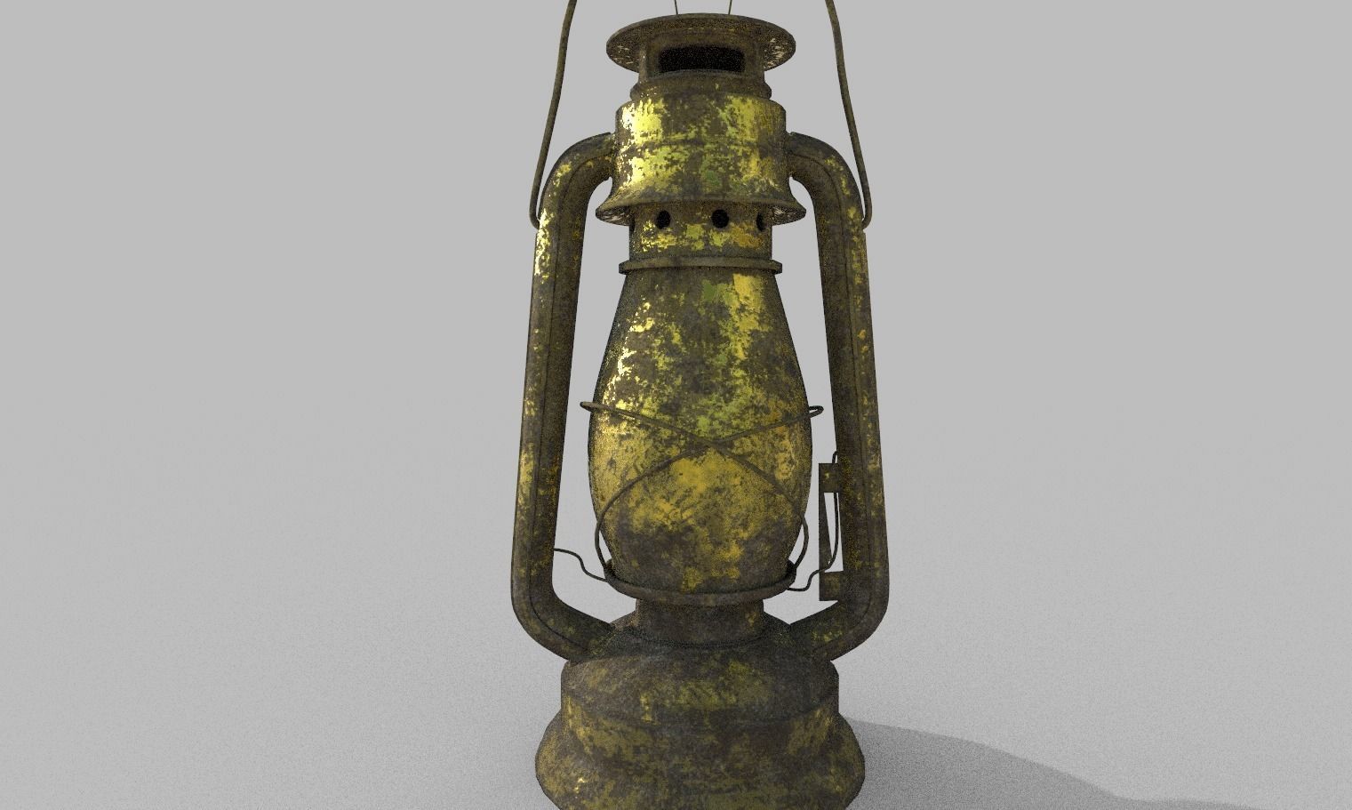Gold Old Lamp Lantern Low-poly 3D model_4