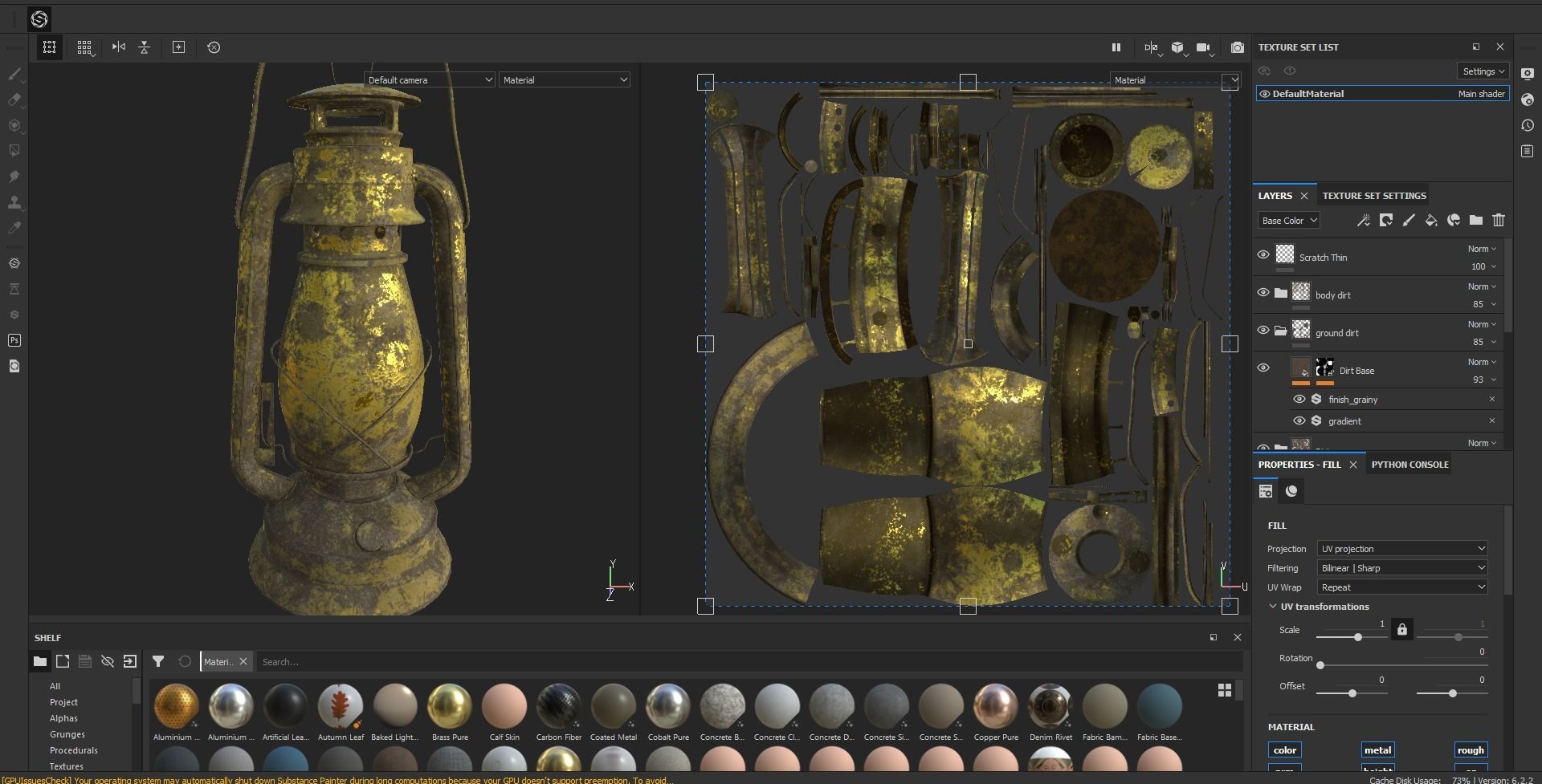 Gold Old Lamp Lantern Low-poly 3D model_1