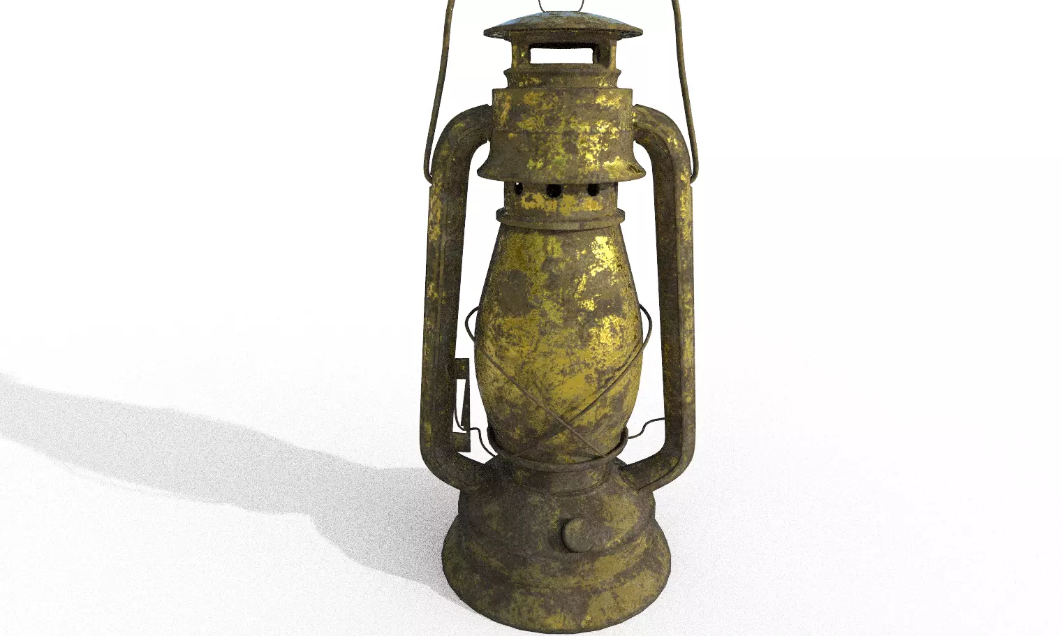 Gold Old Lamp Lantern Low-poly 3D model_0