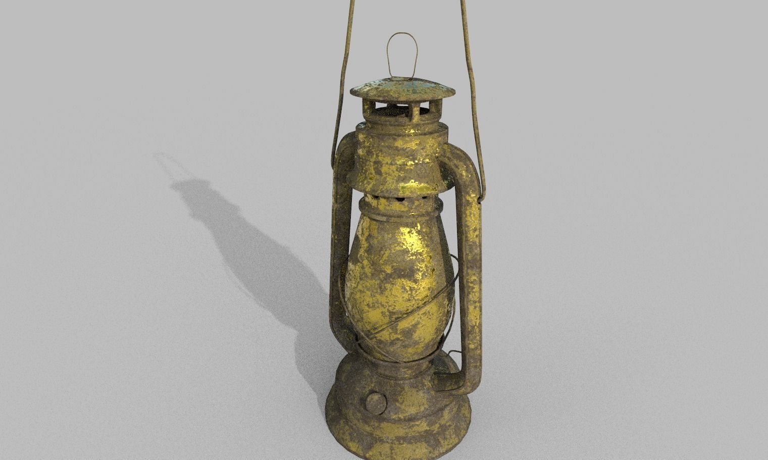 Gold Old Lamp Lantern Low-poly 3D model_14