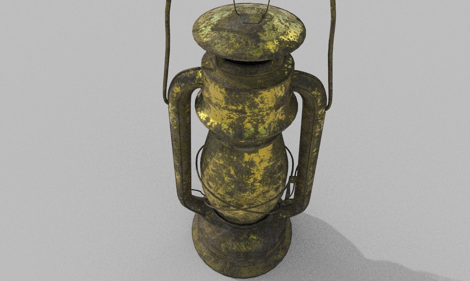 Gold Old Lamp Lantern Low-poly 3D model_3