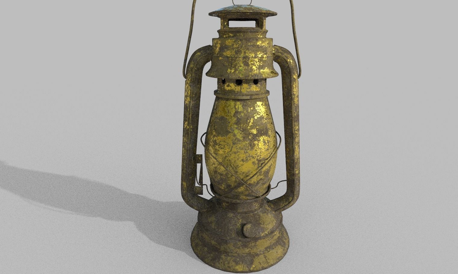Gold Old Lamp Lantern Low-poly 3D model_10
