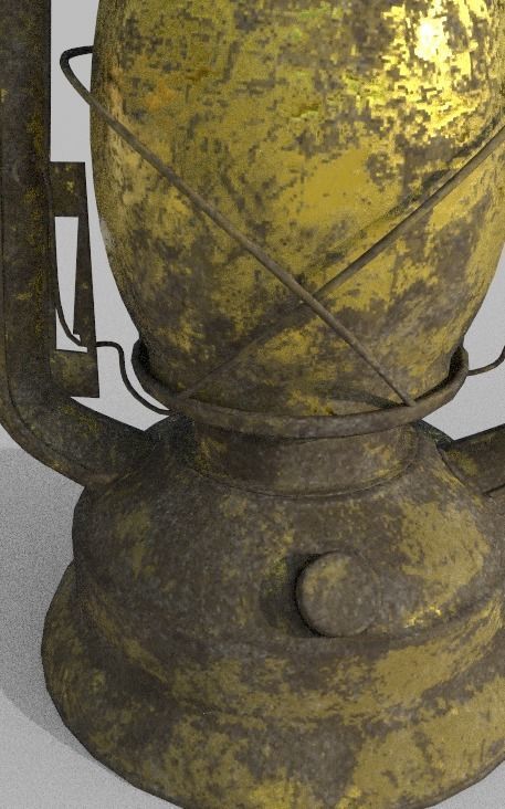 Gold Old Lamp Lantern Low-poly 3D model_5